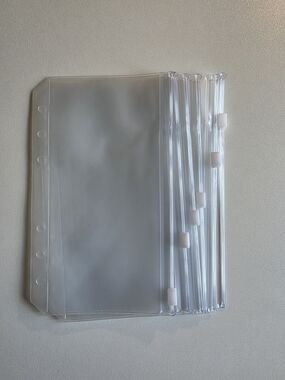 A6 Cash Envelopes Clear Plastic Zipper Organizer Pouches - Set of 6